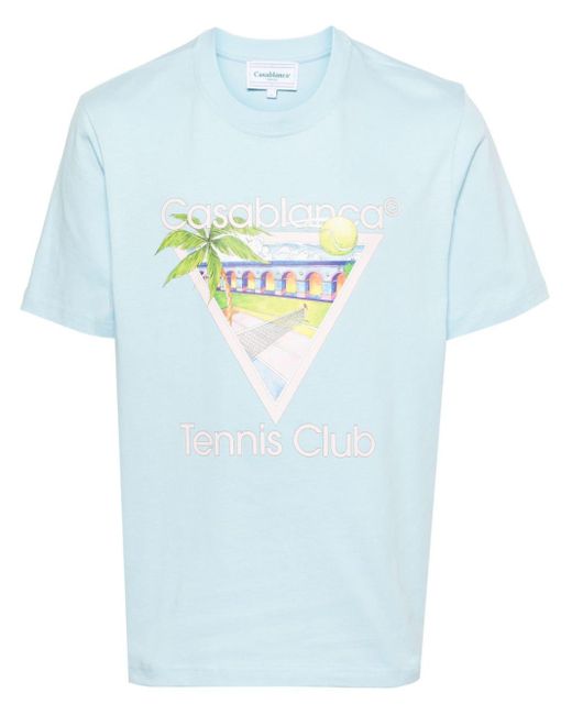 Casablancabrand Blue Tennis Club Icon T-shirt Blu In Cotton for men