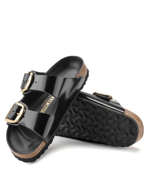 Birkenstock Arizona Big Buckle Shine Sandals Black In Patent Leather