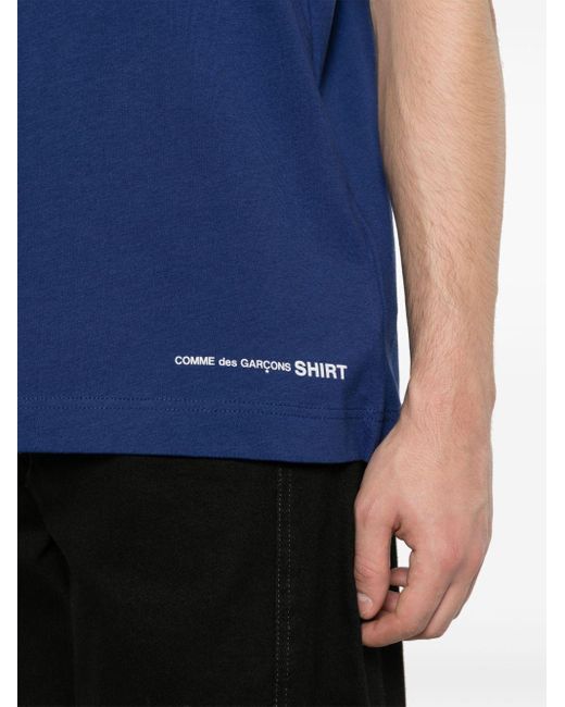 Comme des Garçons Blue Printed T-shirt Men Navy In Cotton