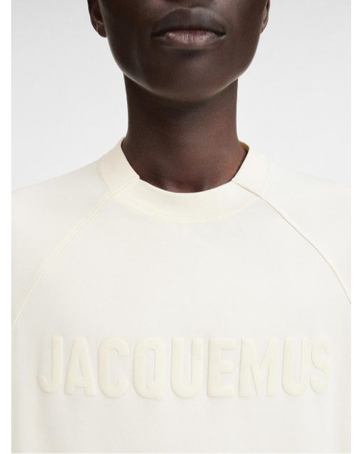 Jacquemus White Le T-shirt Typo T-shirt Beige In Cotton