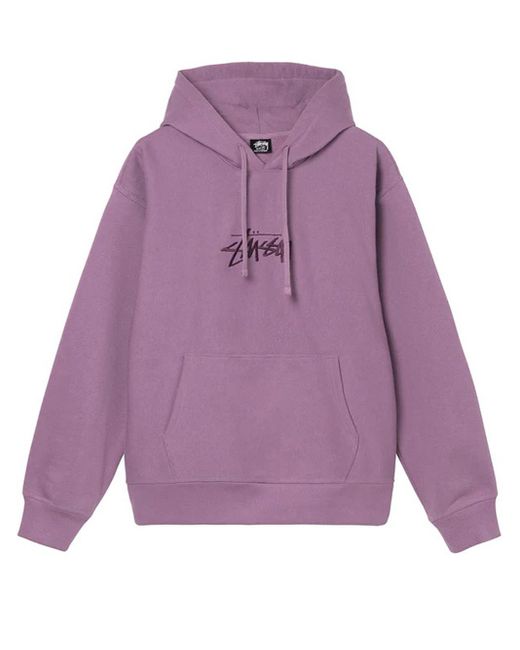 Stussy Stock Logo Applique Hoodie Purple In Cotton for men