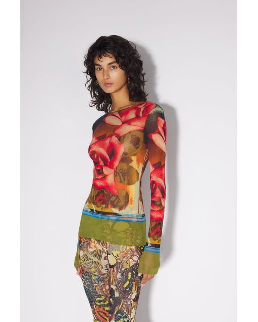 Jean Paul Gaultier The Red Roses Top Multicolor In Polyamide