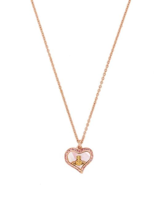 Vivienne Westwood Petra Heart Orb Pendant Necklace in Metallic | Lyst