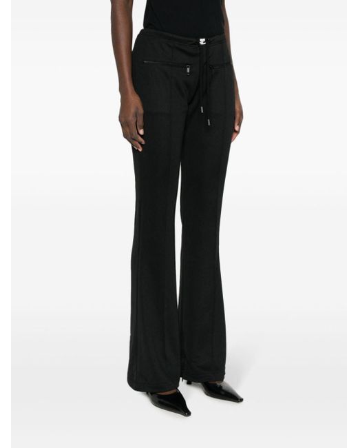 Courreges Black Logo-patch Drawstring Flared Trousers