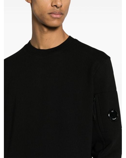 C P Company Diagonal Raised Fleece Sweatshirt Black In Cotton for men