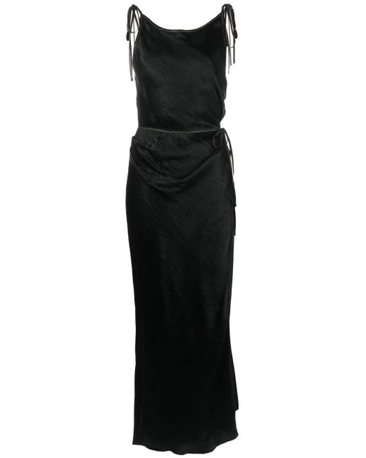 Acne Black Satin-finish Sleeveless Dress