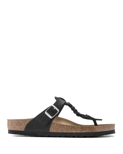 Birkenstock Gizeh Braided Sandals Black In Leather | Lyst