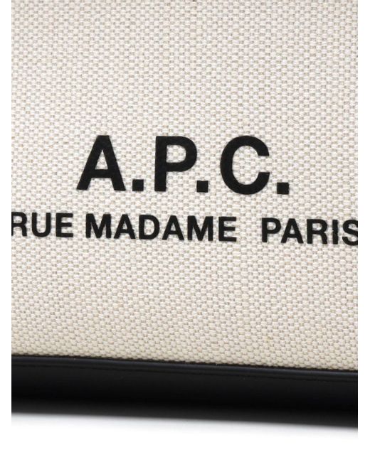 A.P.C. White Camille 2.0 Canvas Shopper Bag