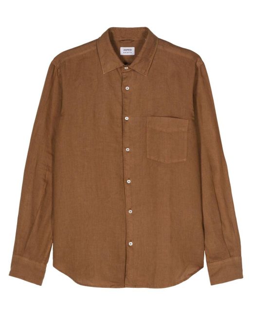 Aspesi Brown Long-sleeve Linen Shirt for men
