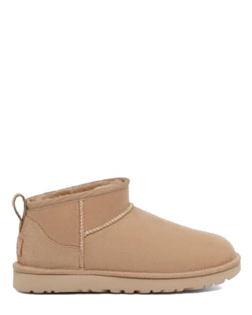Ugg Brown Classic Ultra Mini Boots Sand In Leather