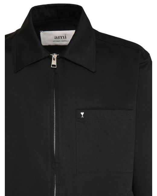 AMI Black Ami De Coeur-appliqué Jacket for men