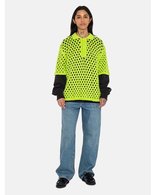 Stussy Big Mesh Sweater Polo Lime In Cotton in Green for Men | Lyst UK