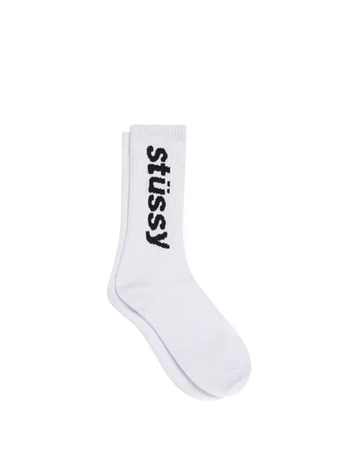 Stussy Helvetica Socks White In Cotton for men