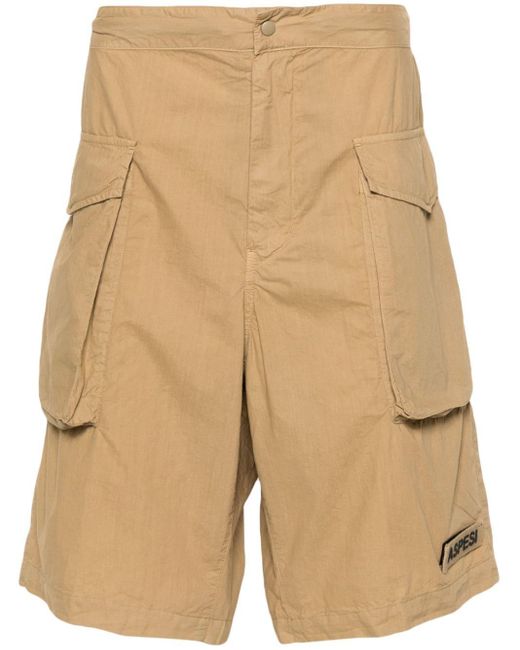 Aspesi Natural Logo-patch Cotton Cargo Shorts for men