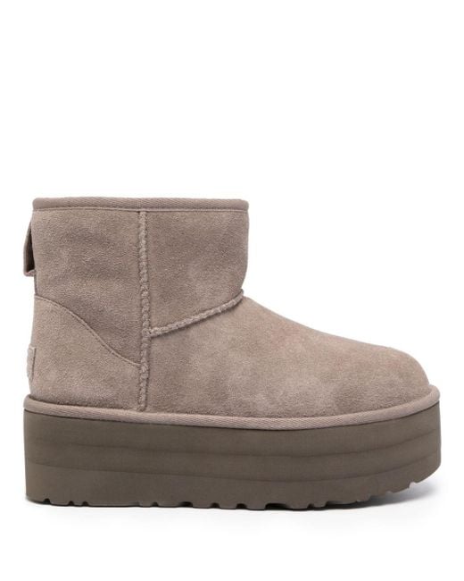 Ugg Brown Classic Mini Platform Gray In Leather