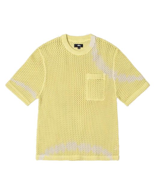 Stussy Odyed Mesh T-shirt Yellow In Cotton for men