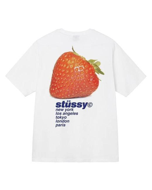 Stussy Strawberry T-shirt White In Cotton for men