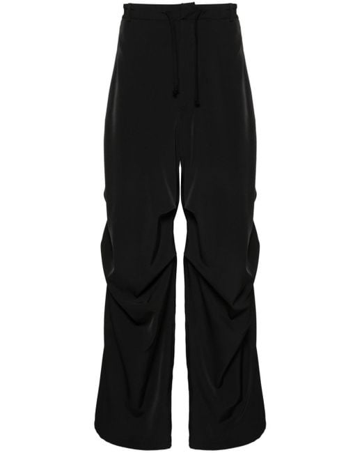 MM6 by Maison Martin Margiela Black Gathered-Detail Drawstring Wide Trousers