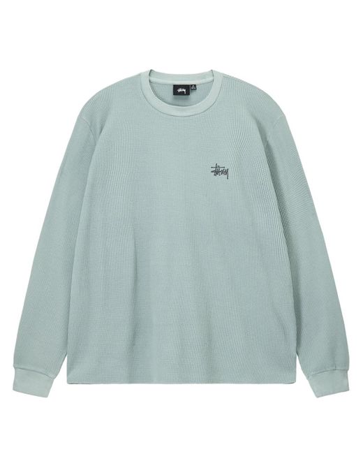 Stussy Blue O Dyed Thermal T-shirt Grey In Cotton for men