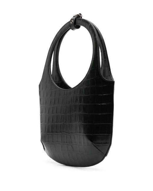Courreges Black Holy Leather Tote Bag