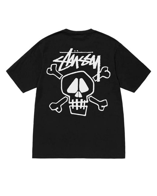 Stussy Skull & Bones Tee Pigment Dyed Black In Cotton for men