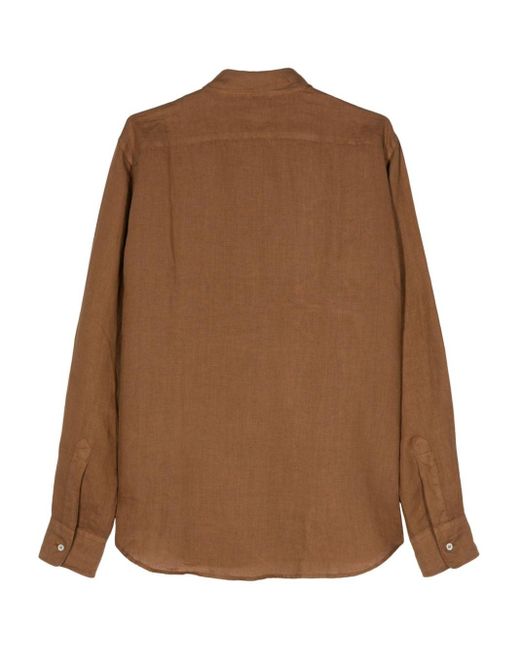 Aspesi Brown Long-sleeve Linen Shirt for men