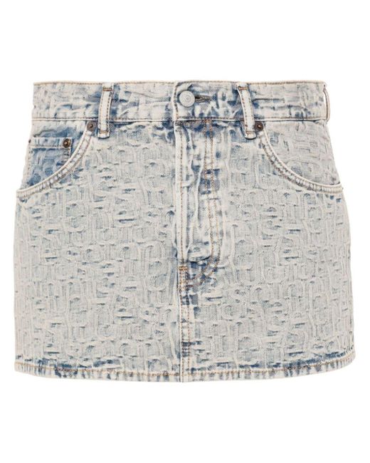 Acne Gray Mini Skirt Blue In Cotton
