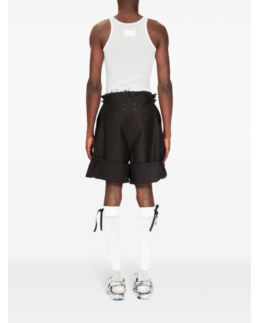 Maison Margiela Pleated Bermuda Shorts Men Black In Cotton