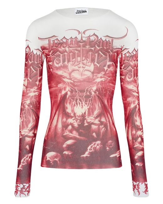 Jean Paul Gaultier The Red Diablo Top White In Polyamide