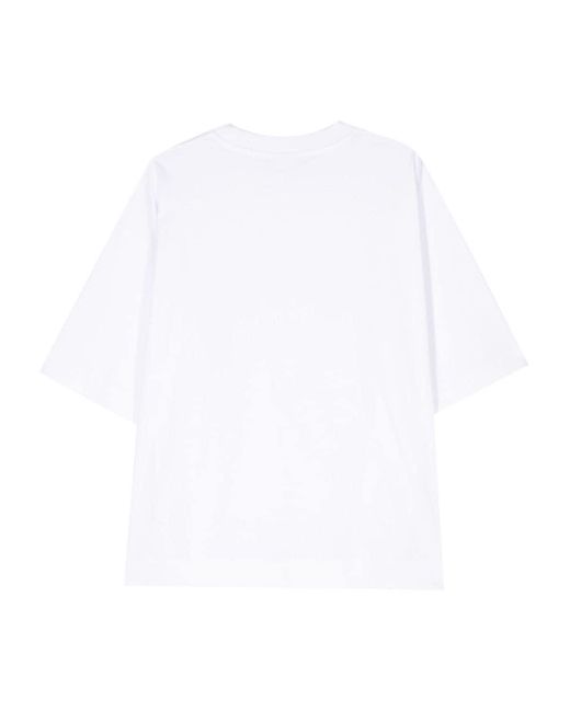 Dries Van Noten White Oversized T-shirt Black In Cotton for men