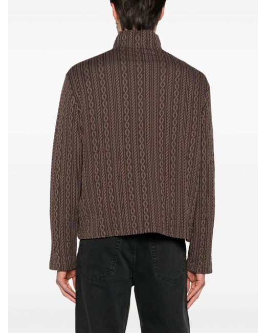 Our Legacy Brown Shrunken Cable-knit Cardigan for men