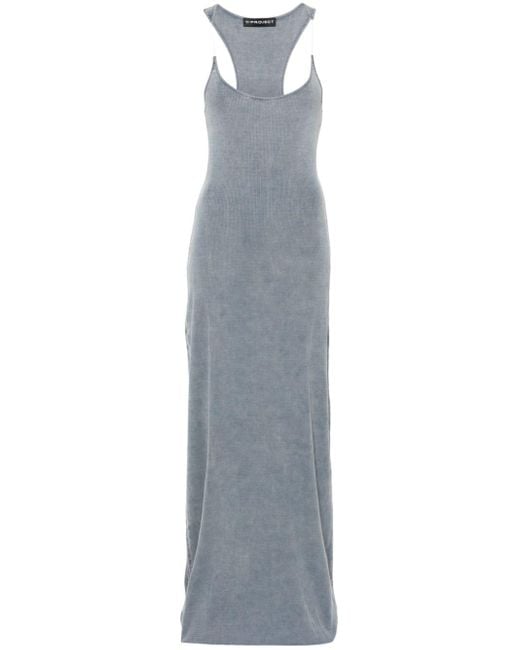 Y. Project Blue Invisible Strap Cotton Long Dress