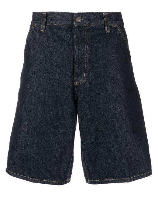 Carhartt Blue Logo-Patch Denim Cargo Shorts for men