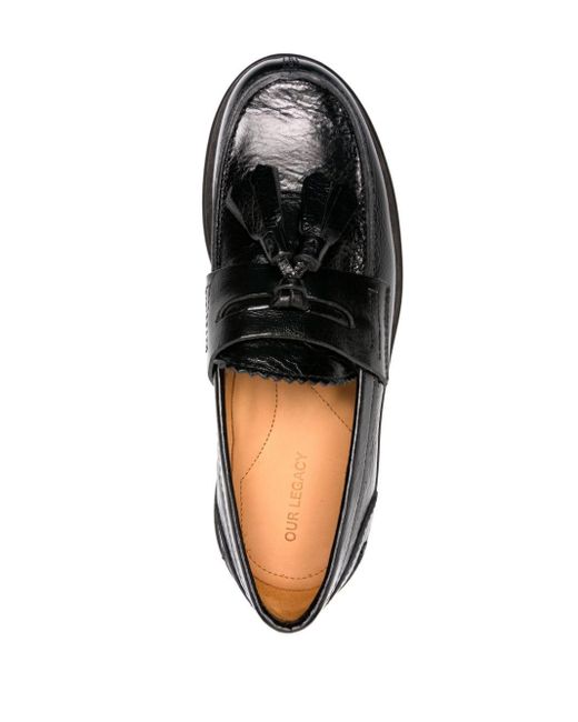 Our Legacy Black Tassel-detail Leather Loafers for men