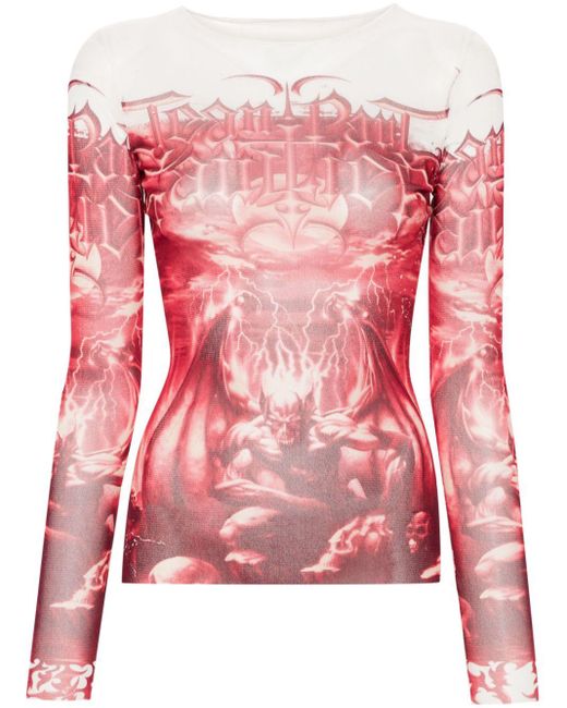 Jean Paul Gaultier The Red Diablo Top White In Polyamide