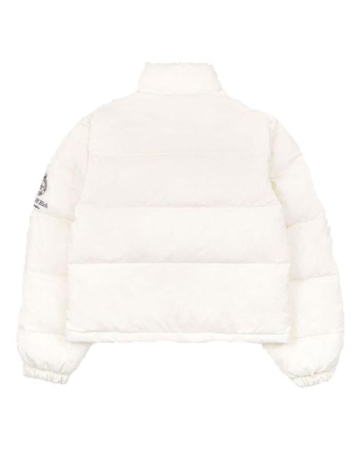 Sporty & Rich White L.a. Crown Puffer Jacket Cream In Nylon