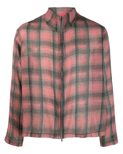 Our Legacy Check-pattern Zip-up Shirt in Pink for Men | Lyst