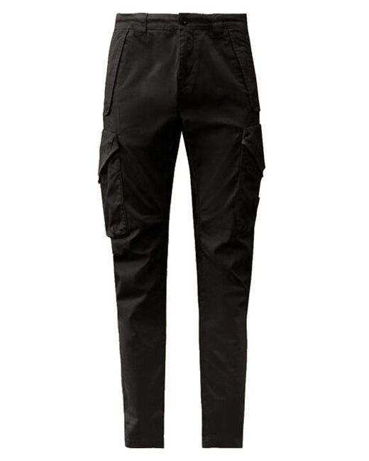 C P Company Stretch Sateen Cargo Trousers Black In Cotton for men