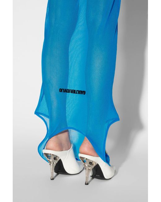 Jean Paul Gaultier Double Side Long Dress Blue In Polyamide