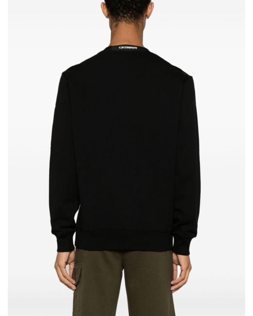 C P Company Diagonal Raised Fleece Sweatshirt Black In Cotton for men