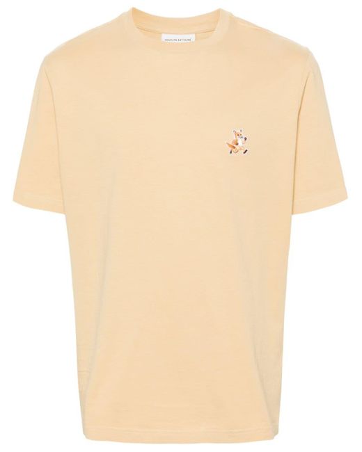 Maison Kitsuné Natural Speedy Fox Patch T-shirt Men Beige In Cotton