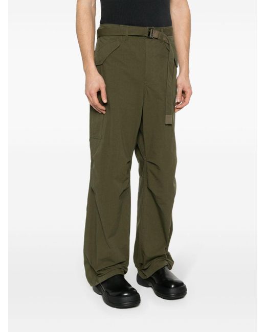 Sacai Green Ripstop Cargo Pants for men