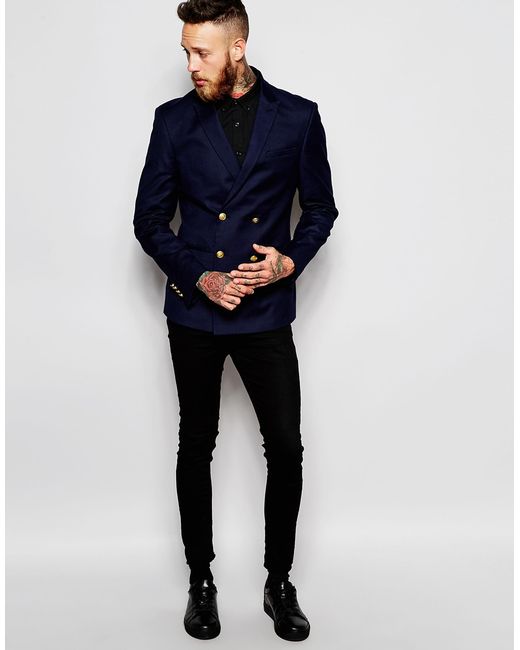 men's navy double breasted blazer gold buttons