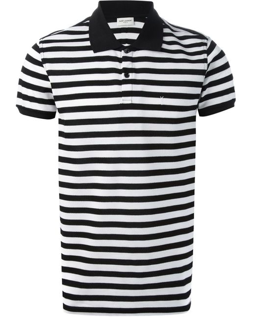 striped polo shirt black and white