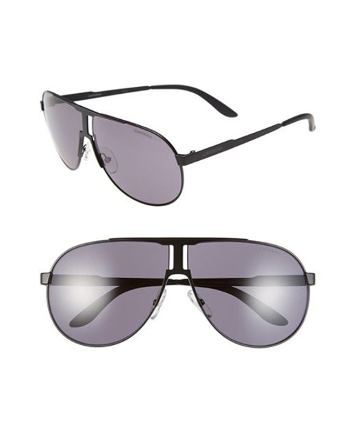 Carrera 64mm Aviator Sunglasses in Black for Men (MATTE BLACK/ GREY) Lyst
