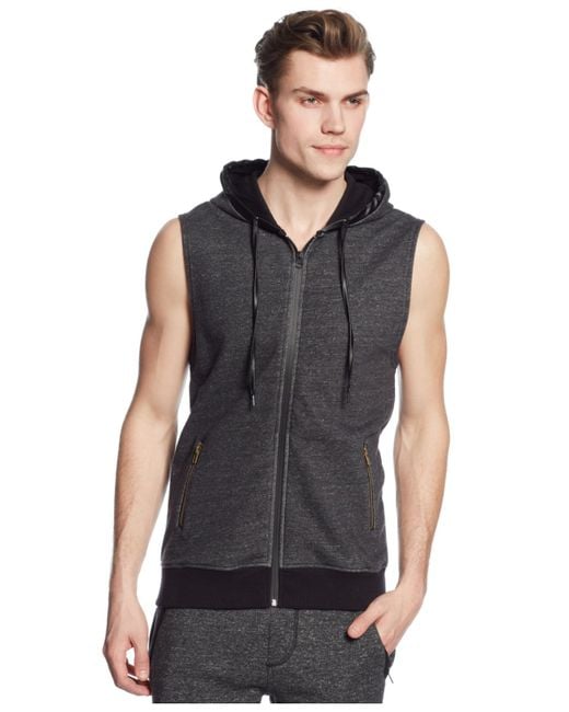 Guess Black Flecked Sleeveless Hoodie for men