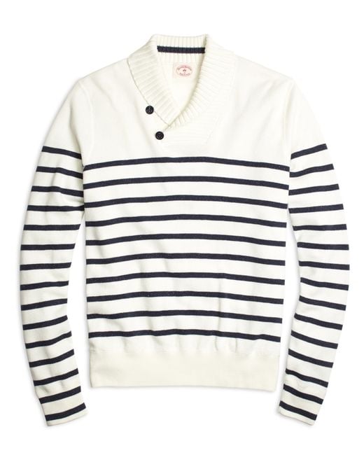 Brooks brothers Nautical Stripe Shawl Collar Sweater in Blue for Men ...