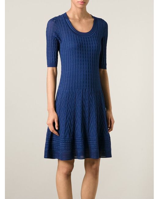 M Missoni Pleated Skirt Knit Dress in 
