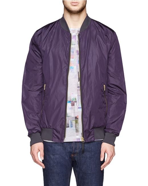 PS by Paul Smith Satin Bomber Jacket in Purple for Men | Lyst