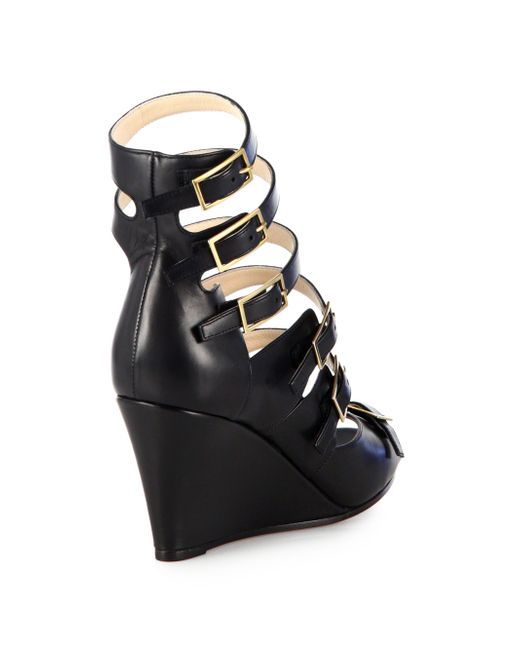 chloe black wedges